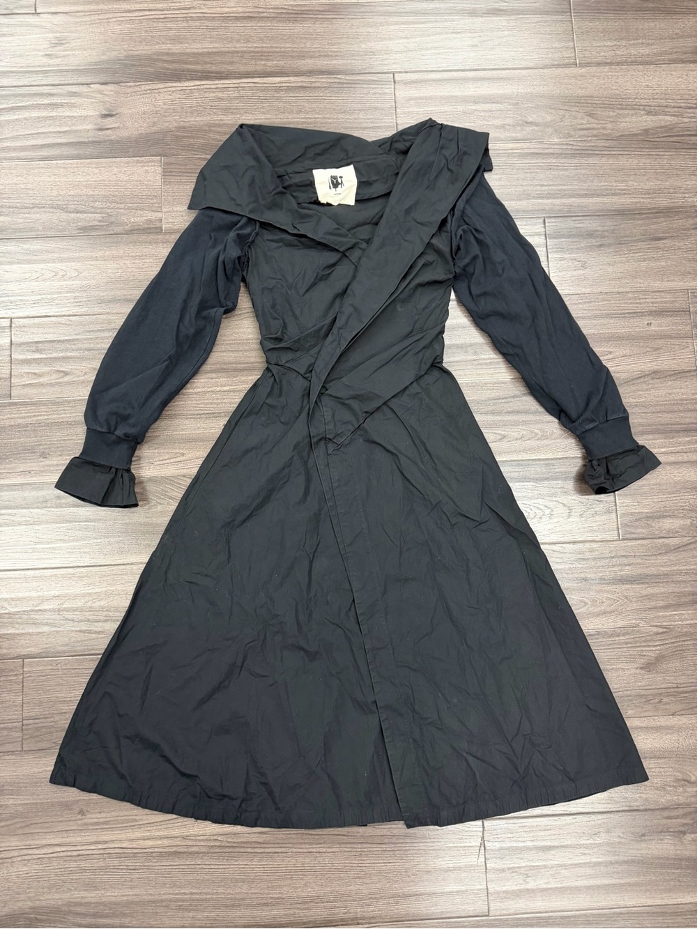 Aganovich Black Wrap Coat Dress Avant Garde Gothic Runway - Size EU 36